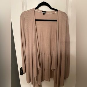 Beige draped cardigan.